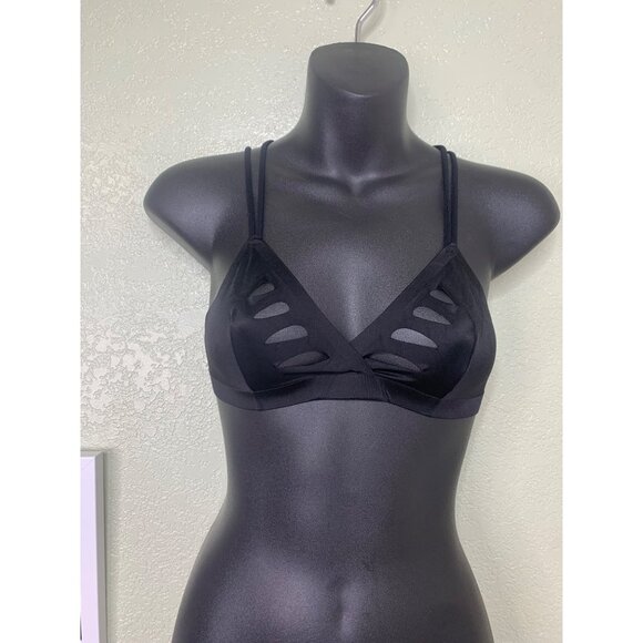 Sam Edelman Black Strappy Cutout Wireless Bralette Top Women’s Size Small - Picture 2 of 7